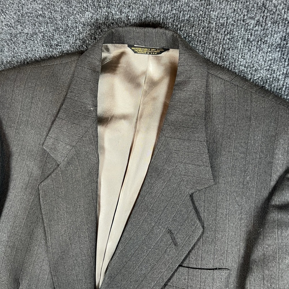 Vintage MIW Man in Wool Blazer 42R Charcoal Pinstripe 100% Wool USA Made READ